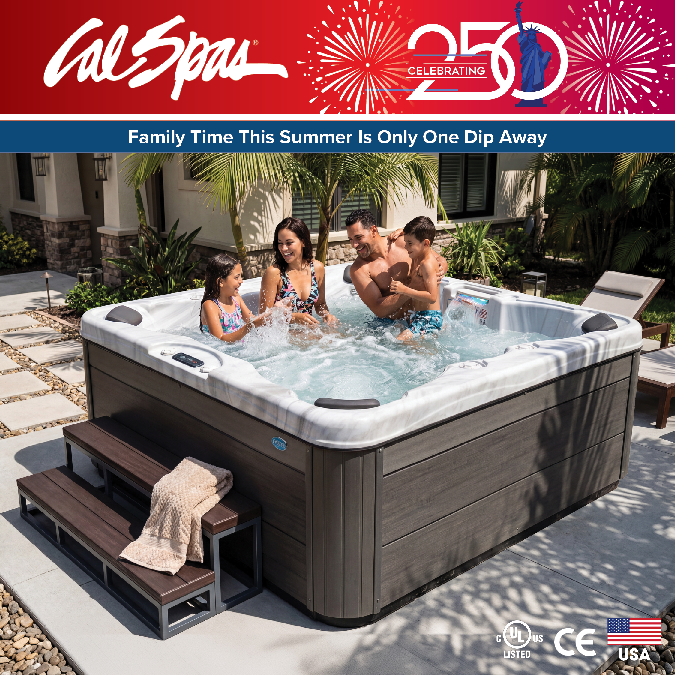 Calspas hot tub being used in a family setting - Mount Pleasant